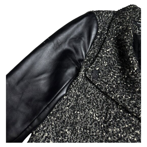 Kenneth Cole New York Wool Blend Faux Leather Luxury Designer Winter Coat Medium - Picture 5 of 5